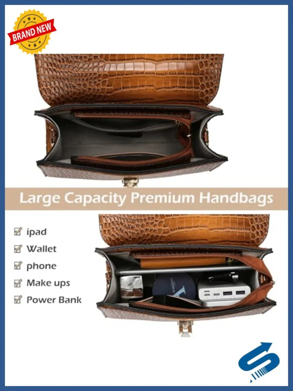 Structured Vegan Leather Satchel Handbag w/ Top Handle Crossbody Shoulder Bag,
